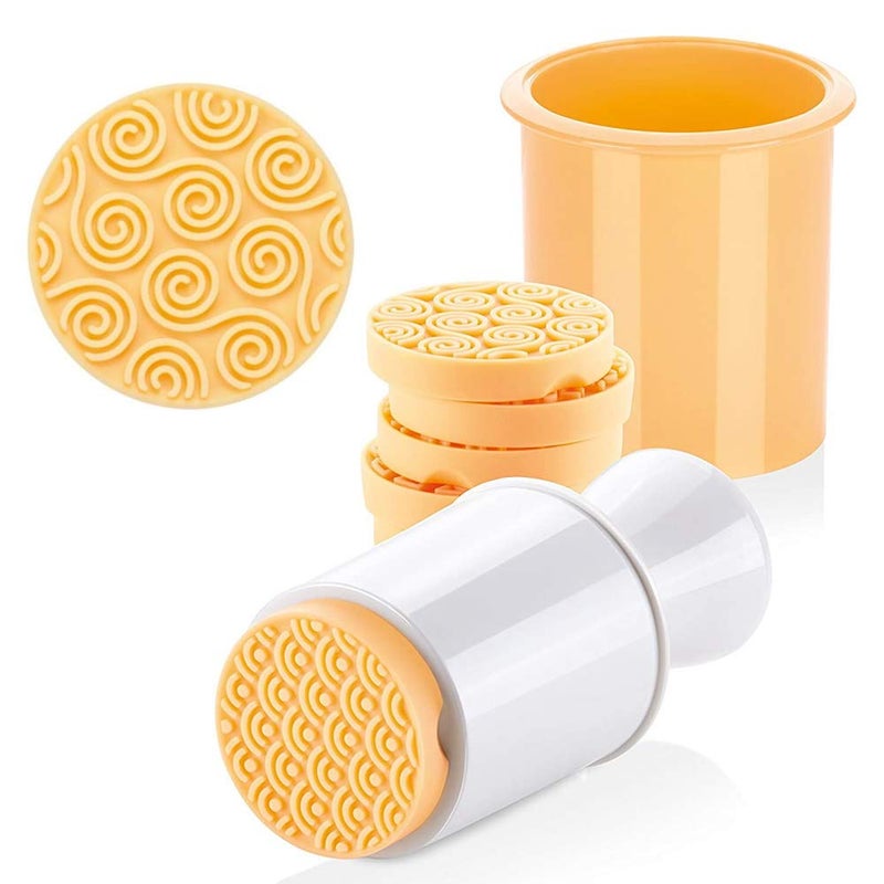 KAISHANE Silicone Cookie Stamps set for baking - Geo Geometric Figure Cookie Stamps with Handle and 6 Silicone Stamps High Heat Resistant to 480°F Yellow Color - Image 2