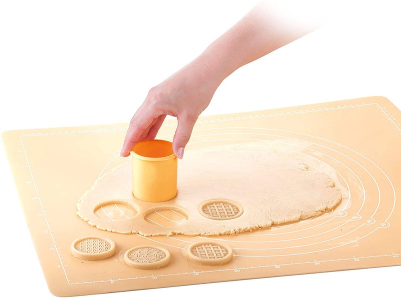 KAISHANE Silicone Cookie Stamps set for baking - Geo Geometric Figure Cookie Stamps with Handle and 6 Silicone Stamps High Heat Resistant to 480°F Yellow Color - Image 4
