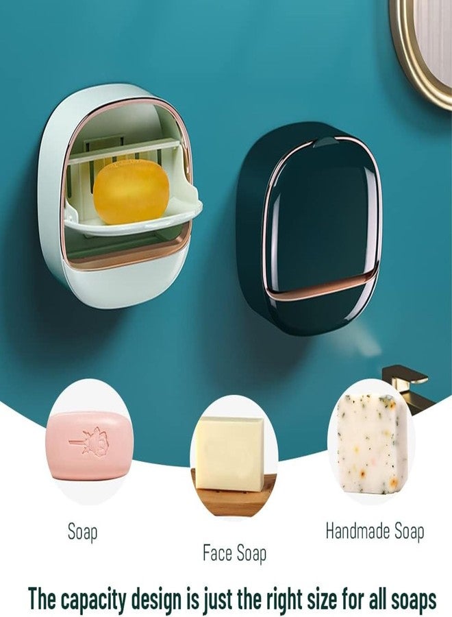 HEXONIQ® Soap Holder with Drain Tray, Waterproof Soap Dish Holder, Keep Soap Bars Dry, Self Adhesive Soap Box Wall Mounted for Shower, Bathroom, Bathtub, 11.6cm x 11.6 cm,Dark Green,Pack of 2 - Image 5