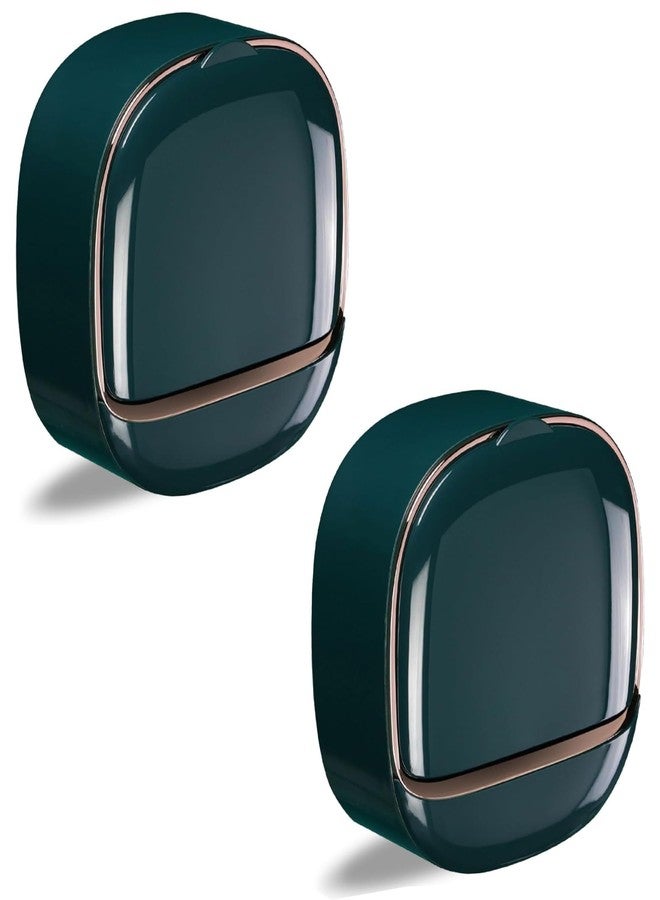 HEXONIQ® Soap Holder with Drain Tray, Waterproof Soap Dish Holder, Keep Soap Bars Dry, Self Adhesive Soap Box Wall Mounted for Shower, Bathroom, Bathtub, 11.6cm x 11.6 cm,Dark Green,Pack of 2 - Image 1