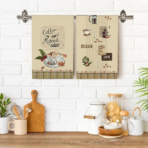 Arquiel Coffee Tea Towels, Rustic Vintage Cotton Kitchen Towel 18.9×27.5 inch, Quick Drying Dish Cloth for Party Anniversary Holiday Decoration, Housewarming Gifts for Mom - Image 5
