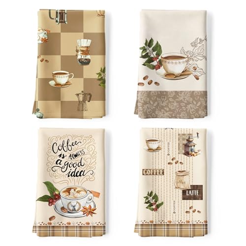 Arquiel Coffee Tea Towels, Rustic Vintage Cotton Kitchen Towel 18.9×27.5 inch, Quick Drying Dish Cloth for Party Anniversary Holiday Decoration, Housewarming Gifts for Mom - Image 1