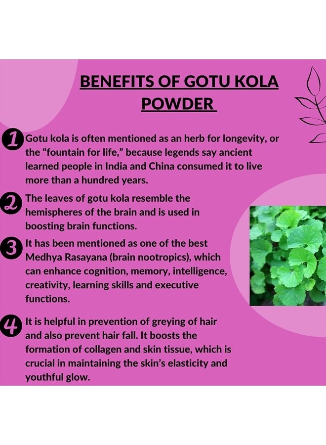 minature mi nature USDA Organic Gotu Kola Powder(Centella asiatica) | 8 oz (227 Gram) (1/2 lb) | Ayurvedic Herb for Memory Enhancement and Healthy Nervous System | Vegan, Non GMO | Healthy Hair and Skin - Image 3