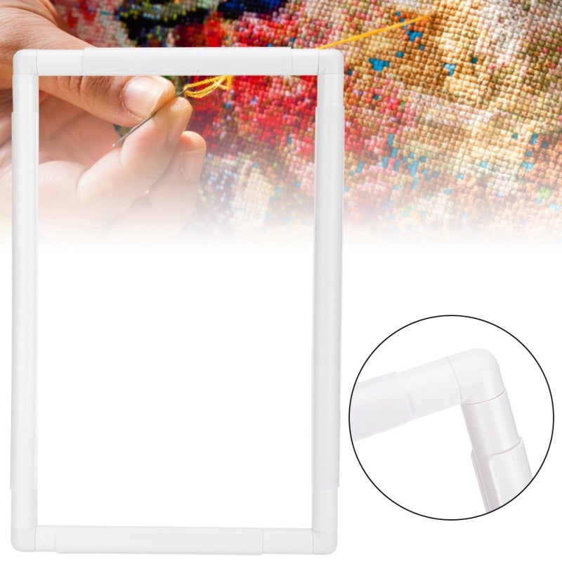 Square Embroidery Frame 15.2 x 15.2 Cm Durable Polypropylene Mounting Seat - Tight Work Fixation Cross Stitch Tool for DIY Craft & Needlework Enthusiasts - Image 1