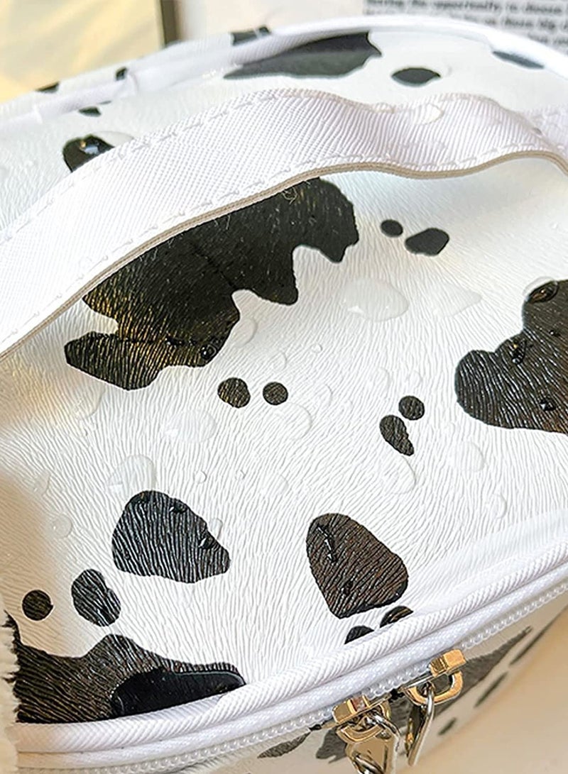 KASTWAVE Makeup Bag Set Cosmetic Bag Organizer Small Travel Make Up Pouch Organizer Toiletry Bags for Purse Women Girls 2PACK (Cute Cow Print) - Image 5