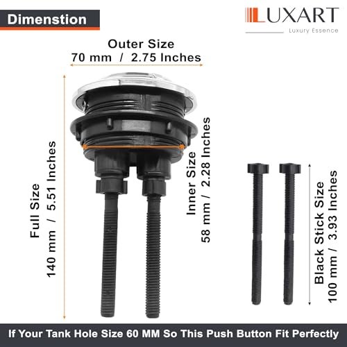 LUXART Replaceable 58mm Round Dual Flush Push Button - Toilet Water Tank Flushing Button| Round Button for Lid Cover of Toilet Water TankLid Hole Should be at Least 58 mm to 68 mm - Image 3