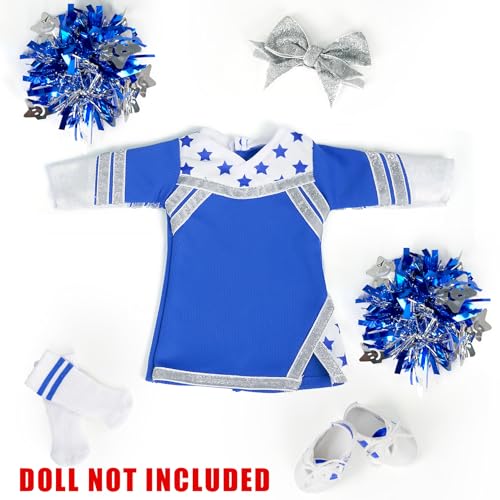 ARTST Cheer Uniform Doll Outfit18 inch Doll Clothes Accessories SetClothing Pom PomsShoesSocks and HairbowValentines Sport Gifts for Girls Age 6NO Doll - Image 5