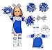 ARTST Cheer Uniform Doll Outfit18 inch Doll Clothes Accessories SetClothing Pom PomsShoesSocks and HairbowValentines Sport Gifts for Girls Age 6NO Doll - Image 2