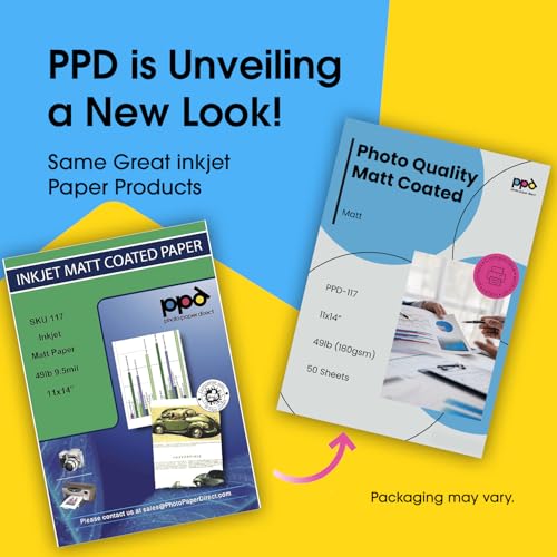 PPD 50 Sheets Inkjet Matte Photo Paper 11x14 49lbs 180gsm 9.5mil High Resolution Instant Dry Heavyweight (PPD-117-50) - Image 2