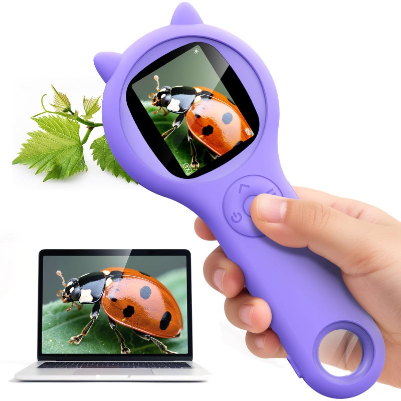 Ashfly 2Pcs Purple Kids Microscope200X Fixed Focus Miniscope Portable Handheld Pocket Microscope Science Toy for Toddlers Christmas Birthday Gifts for Age 5 6 7 8 9 10 11 12 Girls Boys - Image 2