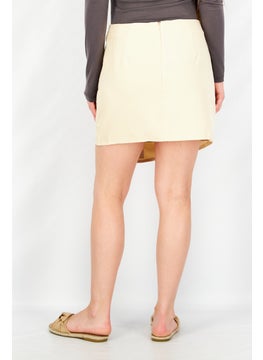 PUBLIC DESIRE Women Solid Mini Skirt, Beige  - Image 3