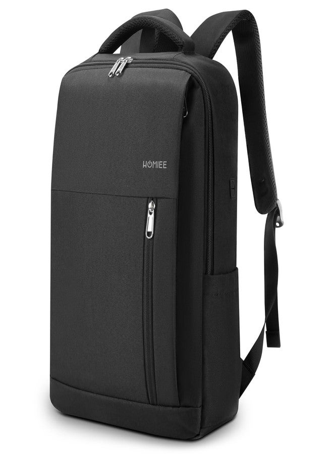 HOMIEE 17 Inch Laptop Backpack Slim Durable Business Backpack with USB Charging Port, Lightweight Casual Daypack for College School Work Travel, Black - Image 1
