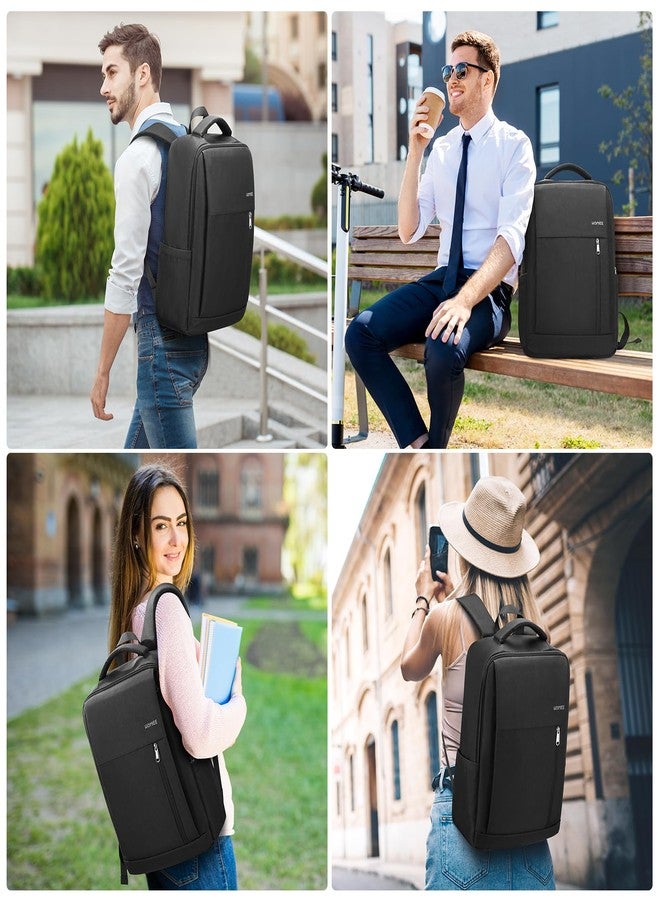 HOMIEE 17 Inch Laptop Backpack Slim Durable Business Backpack with USB Charging Port, Lightweight Casual Daypack for College School Work Travel, Black - Image 2