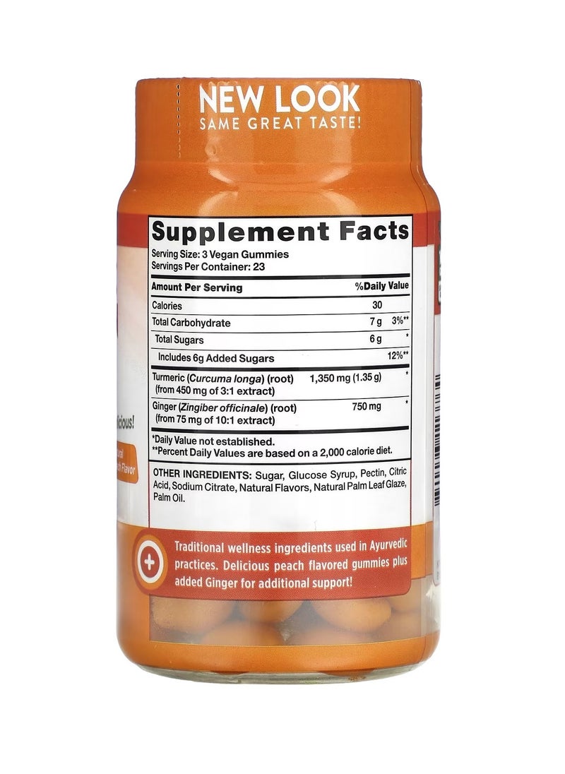 natures truth Turmeric Curcumin + Ginger, Natural Peach, 70 Vegan Gummies  - Image 2