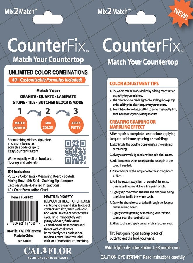 CalFlor CounterFix Mix2Match Countertop & Backsplash Repair Kit - Multi‑Surface (Stone, Tile, Laminate, Concrete, Wood) - Image 4