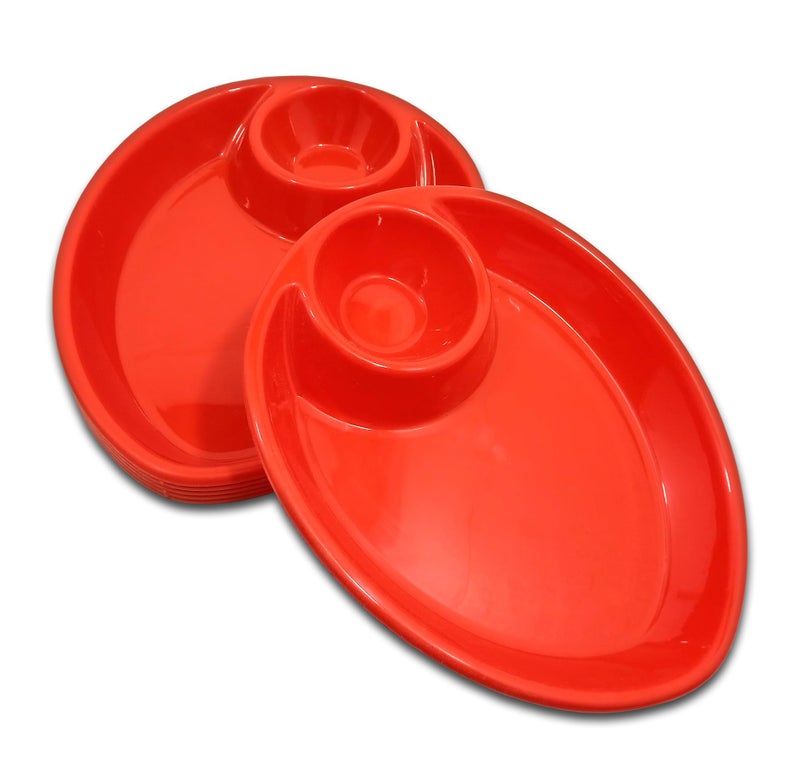 BHOJANWARE Serve Snacks in Style with Our Designer Plastic Platter Set of 6 in Red Color- Perfect for Dinner Parties and Entertaining! (Size: 18 Cm/ 7 Inch) - Image 3