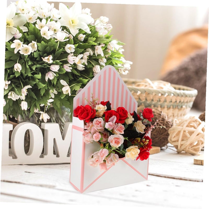 Long lasting universal build ABOOFAN 4pcs Floral Bouquet Packaging Boxes Flower Wrapping Paper Envelopes White and Pink Stripe Foldable Cardboard Boxes for Wedding Mother's Day Party Arrangements Classic trendy design picks Priority based order prep Hanging space save Market mainstream color picks Easy assemble alternatives Storage transit efficiency build Multi-category warehouse equip All region coverage All preference matching build Long term use design Anti topple design Trendy budget practical design Different assemble options Changing environment compatible Precision made All item simple matching build Compact design Odor free color Assorted color options Easy hand assemble compatible Remote area delivery Heavy load resistant Salt resistant coating Market popular practical build - Image 5
