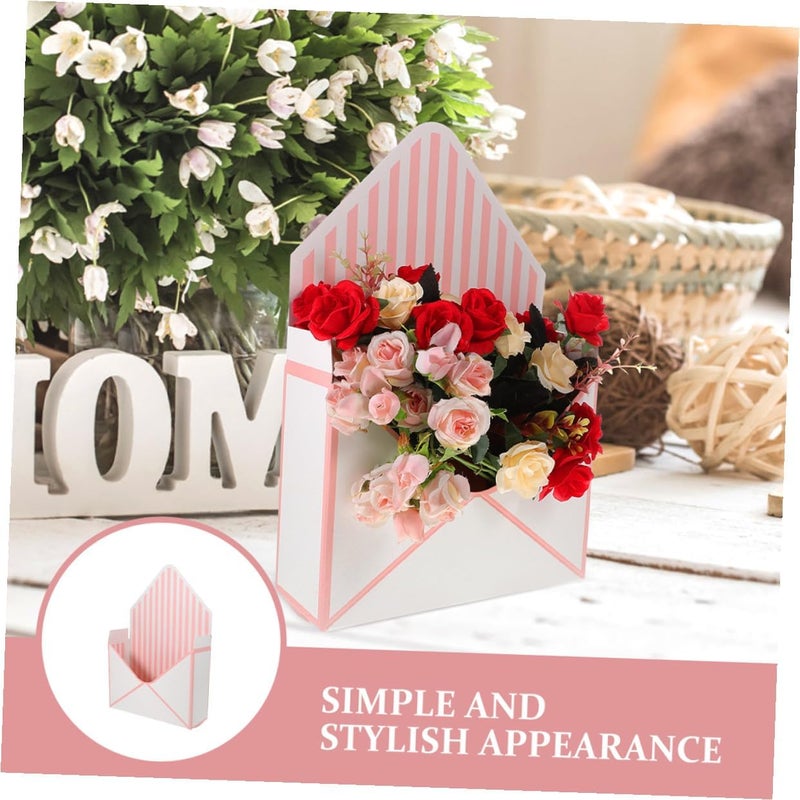 Long lasting universal build ABOOFAN 4pcs Floral Bouquet Packaging Boxes Flower Wrapping Paper Envelopes White and Pink Stripe Foldable Cardboard Boxes for Wedding Mother's Day Party Arrangements Classic trendy design picks Priority based order prep Hanging space save Market mainstream color picks Easy assemble alternatives Storage transit efficiency build Multi-category warehouse equip All region coverage All preference matching build Long term use design Anti topple design Trendy budget practical design Different assemble options Changing environment compatible Precision made All item simple matching build Compact design Odor free color Assorted color options Easy hand assemble compatible Remote area delivery Heavy load resistant Salt resistant coating Market popular practical build - Image 3