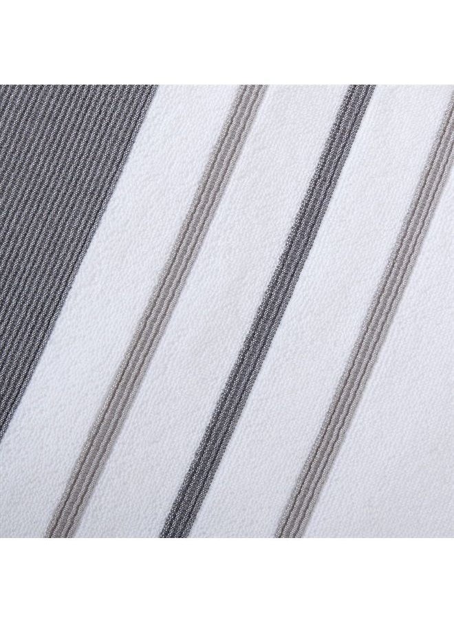 Great Bay Home , Towel, Cotton, Striped Hand Towel Set (16 x 30 inches) Oversized Decorative Luxury Hand Towels. Noelle Collection, Dark Grey/Light Grey 