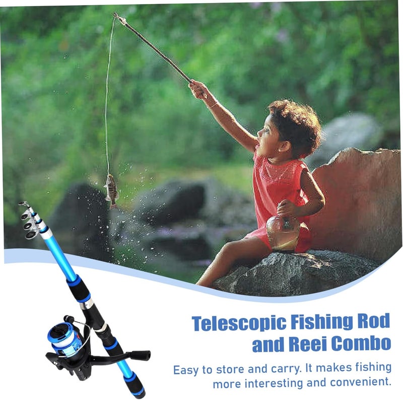 Kids Fishing Rod: 1.8M Ultra-Short Blue Spinning Combo - Portable All-In-One Kit With Bait Box, Durable Kid-Friendly Design for Young Beginner Anglers, Pond and Stream Fishing - Image 3