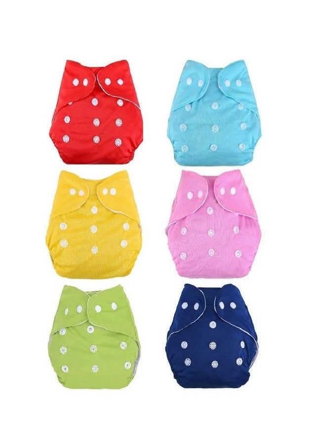 DOMENICO Baby Premium Kids Cloth Diaper Reusable Diaper Washable Diaper Adjustable Size Waterproof (Without Insert) (Pack Of 6)(Assorted Color)  - Image 1