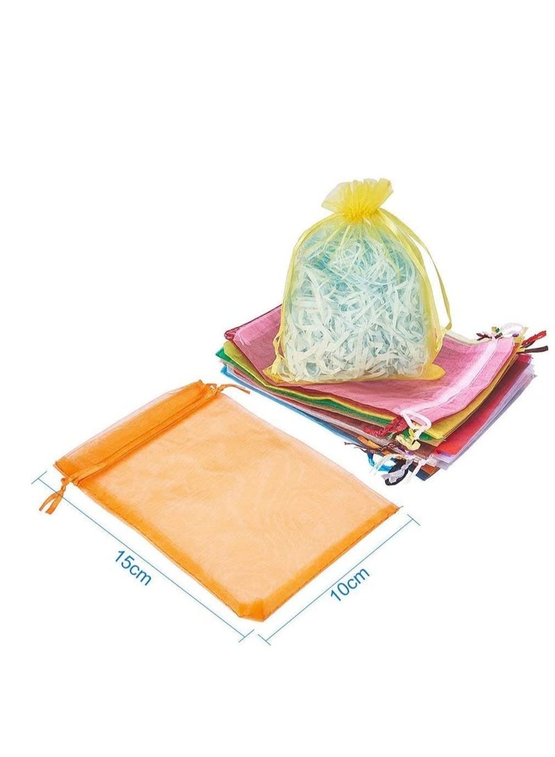 KASTWAVE Organza Bags, Colorful Organza Bag Sheer Drawstring Jewelry Pouches Wedding Party Favor Gift Bags, Candy Bags, Exquisite and Easy to Carry - 100 Pcs  - Image 2