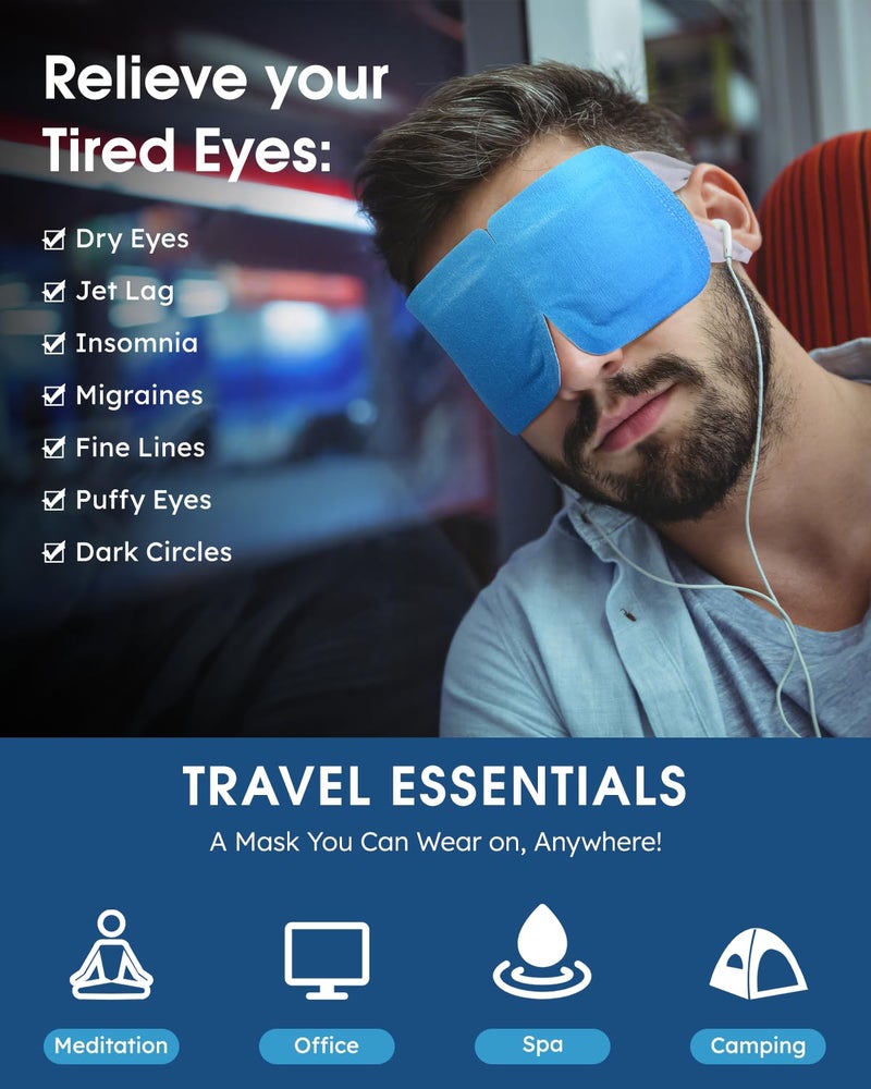 ProCIV 20 Packs Steam Eye Masks for Dry Eyes, Warm Compress Relief for Eye Fatigue & Puffiness, Sleep Heated Eye Mask, Disposable Travel Essentials, Spa Relaxation Gift Women, Party Favors Adults, Blueberry - Image 2