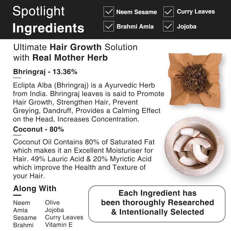 Soulflower Soulflower ColdPressed Bhringraj OilPure Natural Hair Growth Strengthening Nourishing hair roots AntiDandruff Cooling Scalp Coconut Sesame Mother herb 225ml Pack of 2 - Image 2