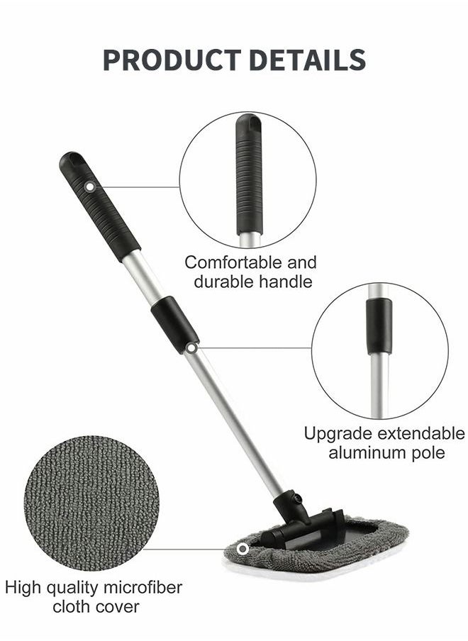 GROIC - Windshield Cleaning Tool, Microfiber Car Window Cleaner with 2 Reusable Washable Microfiber Pads and Extendable Handle Auto Inside Glass Wiper Kit, Car Window Cleaner - Image 1