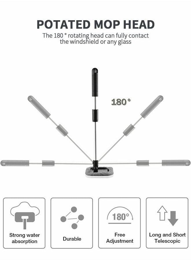 GROIC - Windshield Cleaning Tool, Microfiber Car Window Cleaner with 2 Reusable Washable Microfiber Pads and Extendable Handle Auto Inside Glass Wiper Kit, Car Window Cleaner - Image 1