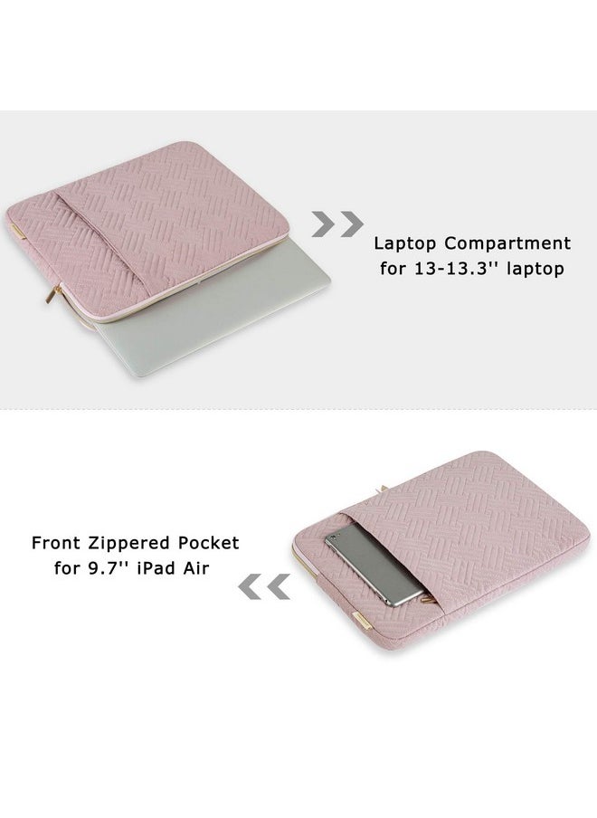BAGSMART BAGSMART Laptop Sleeve Bag Compatible with MacBook Air/Pro, 13-13.3 inch Notebook, Compatible with MacBook Pro 14 Inch, MacBook Air M2 Sleeve 13 Inch, Repellent Protective Case with Pocket, Pink  - Image 5