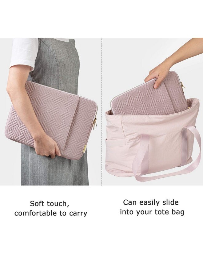 BAGSMART BAGSMART Laptop Sleeve Bag Compatible with MacBook Air/Pro, 13-13.3 inch Notebook, Compatible with MacBook Pro 14 Inch, MacBook Air M2 Sleeve 13 Inch, Repellent Protective Case with Pocket, Pink  - Image 3
