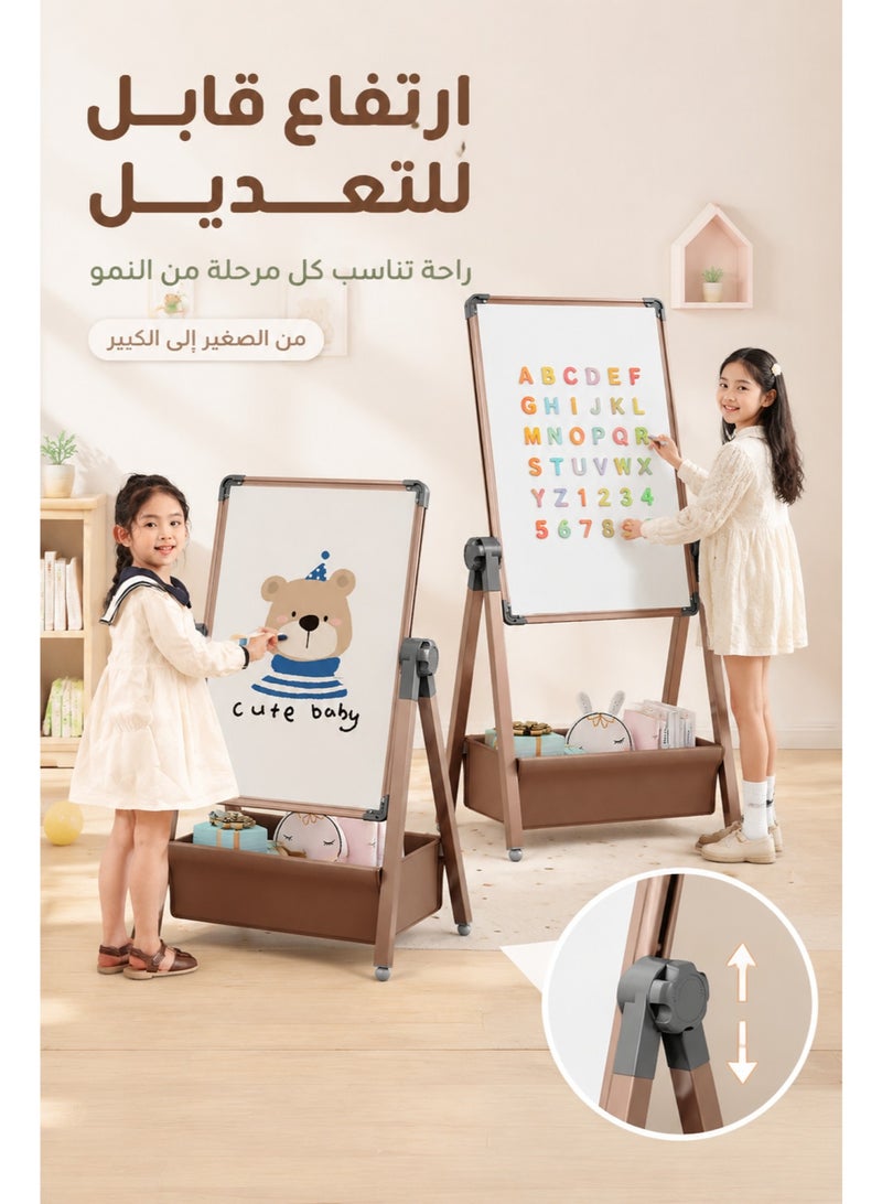 Miya 2 in 1 Adjustable Children's Drawing Easel with Magnetic Whiteboard and Blackboard, Double-Sided Drawing Board, 360° Rotation, Movable Easel Stand Wooden Dry Erase Board with Whiteboard and Blackboard Suitable for Boys and Girls - Image 5
