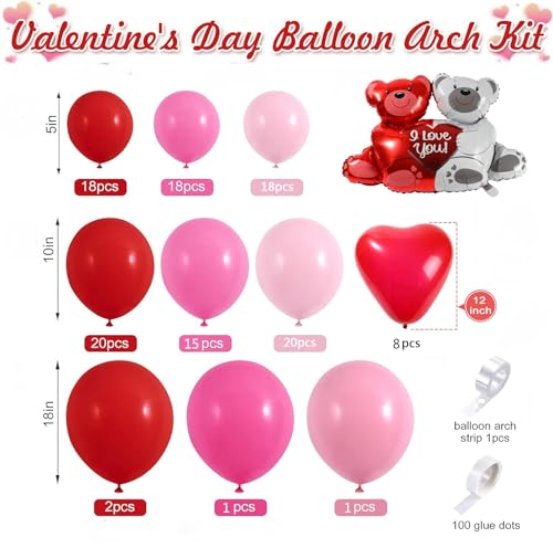 duile Valentines Day Balloon Arch Garland Kit Pink Red Balloons Red Heart Balloons for Valentines Day Anniversary Mothers Day Wedding Engagement Party - Image 5