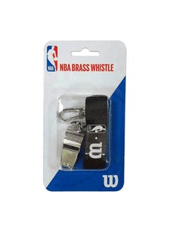 NBA Basketball Brass Whistle with Lanyard Silver and Black WTBA5000NBA