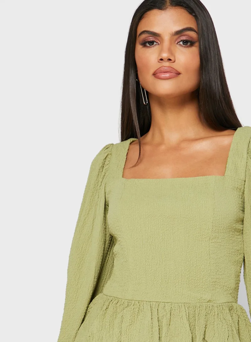 Missguided Tall Linen Look Peplum Top