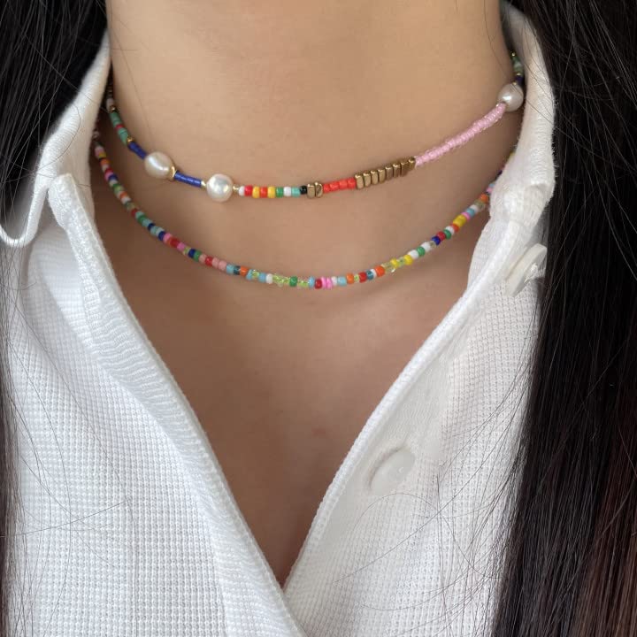 Wellike Beaded Choker Necklace for Women Aesthetic Boho Necklaces for Stainless Steel 18K Gold Plated Y2K Colorful Trendy Cute Summer Jewelry Gift - Image 4