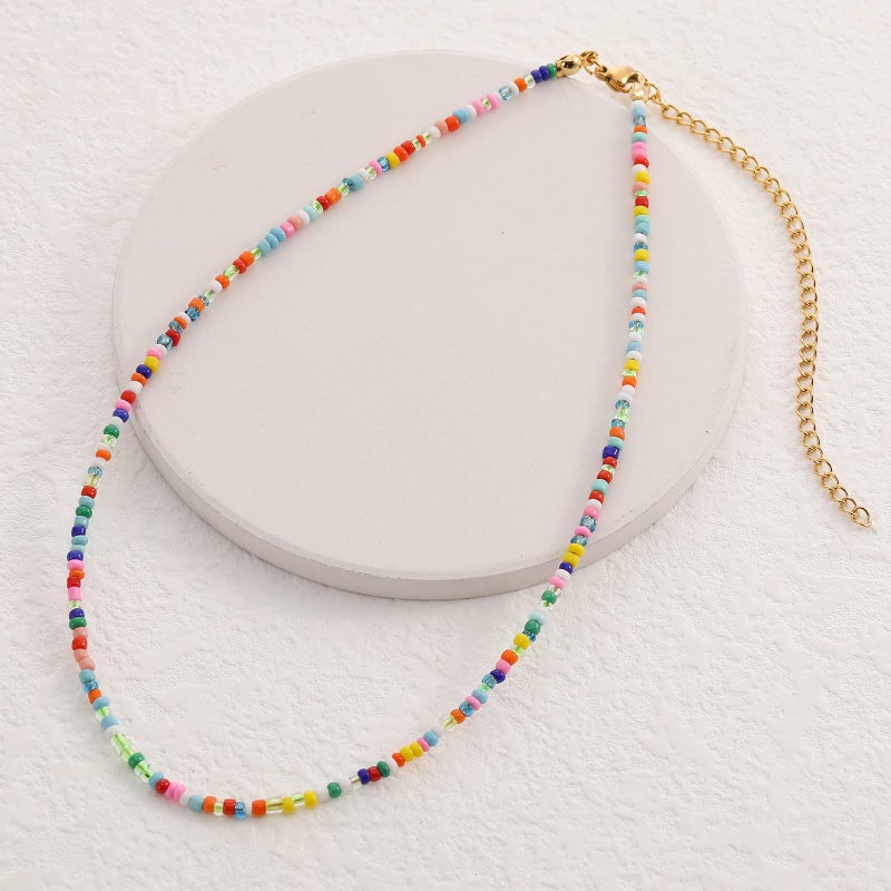 Wellike Beaded Choker Necklace for Women Aesthetic Boho Necklaces for Stainless Steel 18K Gold Plated Y2K Colorful Trendy Cute Summer Jewelry Gift - Image 2