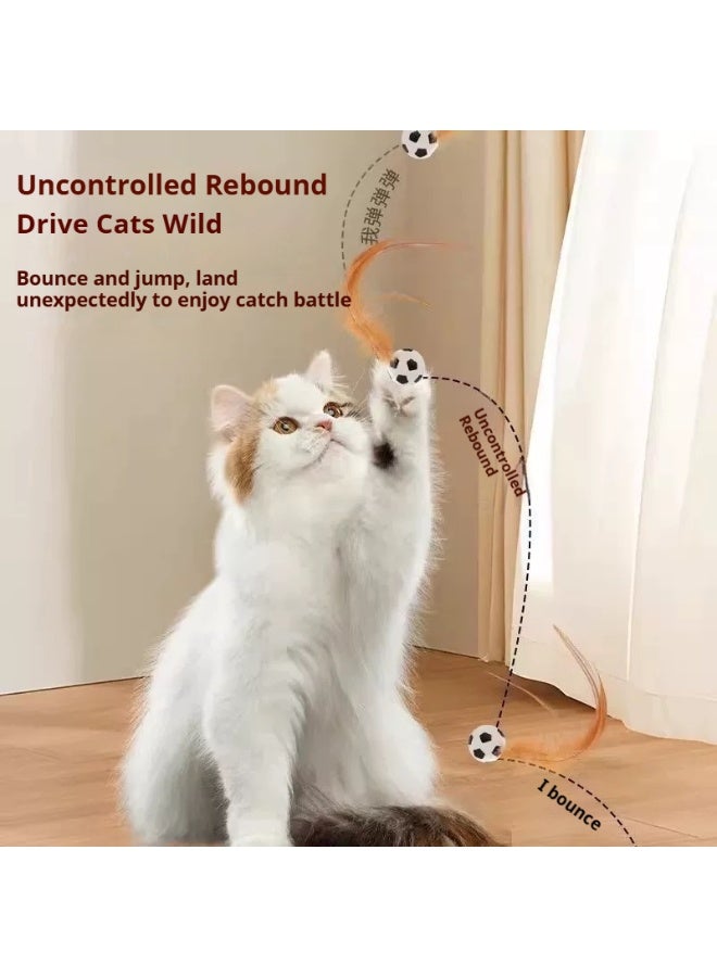 Cat elastic balls set of 3, indoor interactive cat toy, agile moving cat balls with elastic feather tails - Image 5