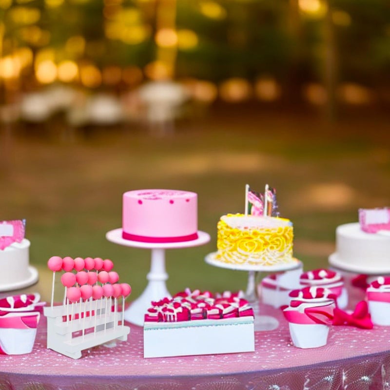 NANGOPOP Cake Pop Stand Display Riser - 3 Tier Wood Lollipop Holder, 17 Hole Sucker Stand for Dessert Table of Wedding, Birthday Party - White, Collapsible, Fit 5/32" (4mm) Lollipop Sticks - Image 3