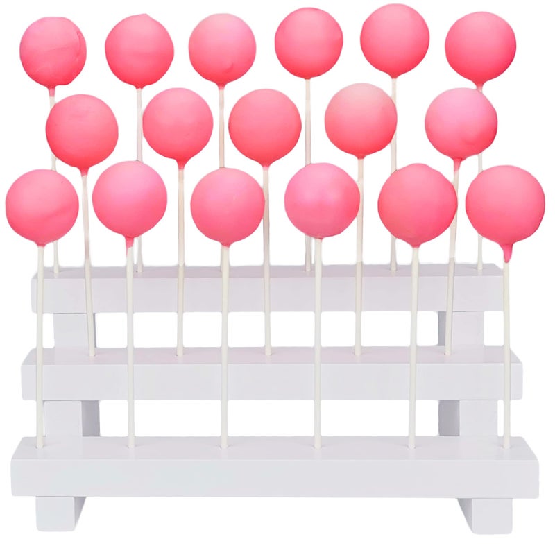NANGOPOP Cake Pop Stand Display Riser - 3 Tier Wood Lollipop Holder, 17 Hole Sucker Stand for Dessert Table of Wedding, Birthday Party - White, Collapsible, Fit 5/32" (4mm) Lollipop Sticks - Image 1