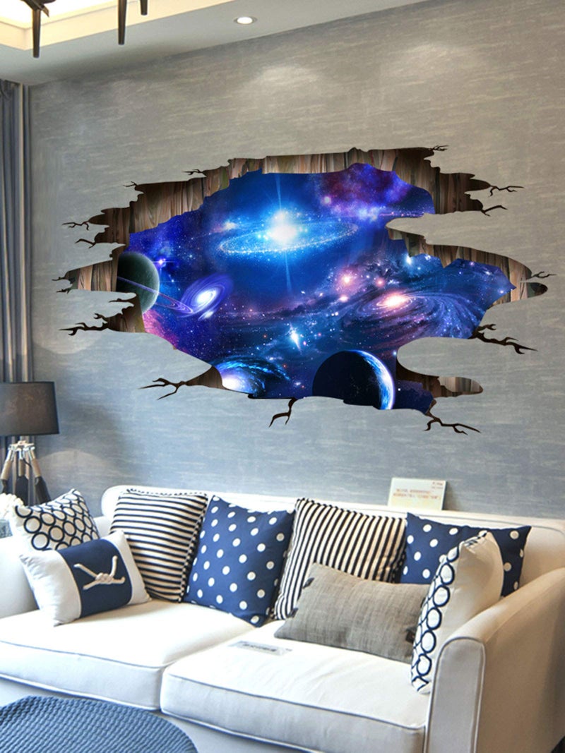 SENGTER ACEXINYAN 3D Galaxy Decor Wall Decal  PVC Material  Cosmic Style  Waterproof  Space Pattern  Indoor Use  Single Use  Wall Decal 