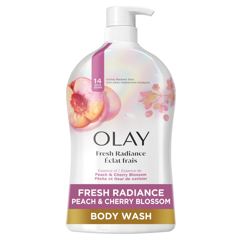 Olay Body Wash for Women, Fresh Radiance, Refreshing & Renewing, Made with Plant Based Cleansers, B3 Botanical Complex, For All Skin Types, Peach & Cherry Blossom Scent, 33 fl oz - Image 1