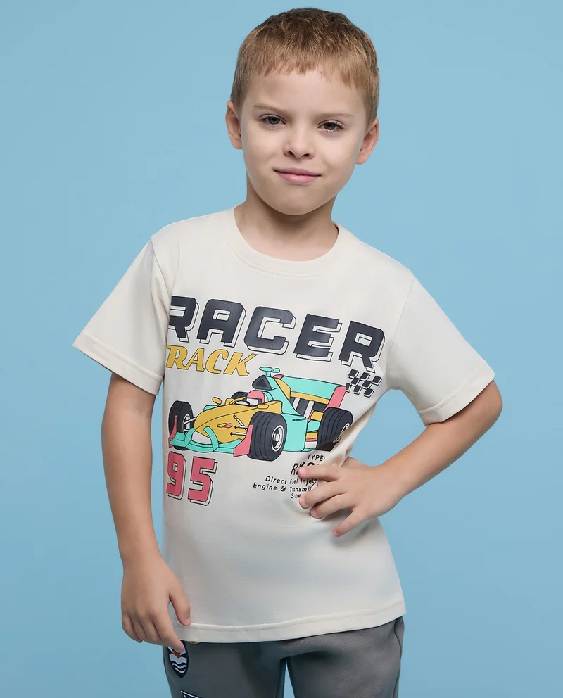 R&B Printed T-Shirt With Crew Neck And Short Sleeves