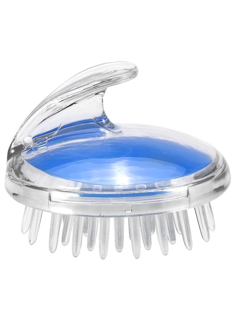 Generic Scalp Massager Shampoo Brush – Soft Silicone Hair Scrubber for Deep Cleaning and Relaxing Scalp Massage – Ergonomic Handheld Design – Suitable for Men, Women & All Hair Types – Blue Transparent - Image 1