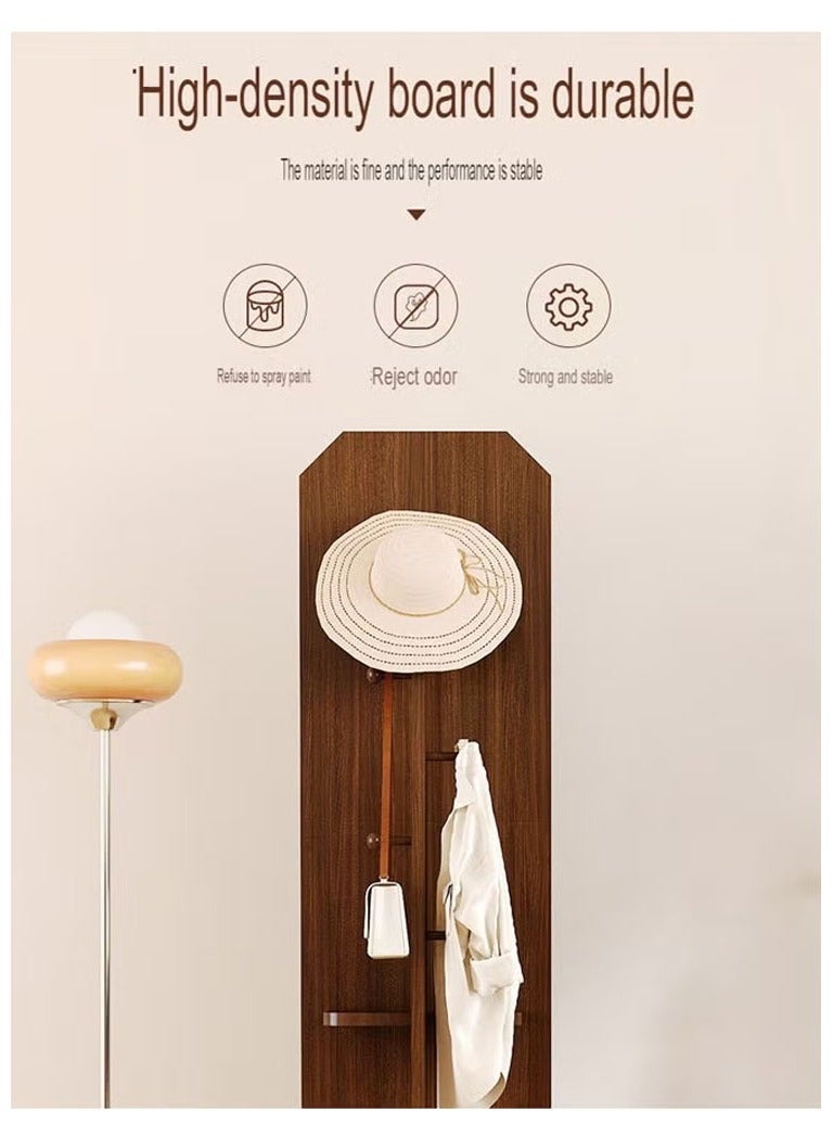 keke Antique-Style Rotating Full-Length Mirror with Integrated Coat & Storage Rack – Unique Shaped Floor Mirror for Bedroom & Living Room 40 width 160 Length Walnut Color - Image 4