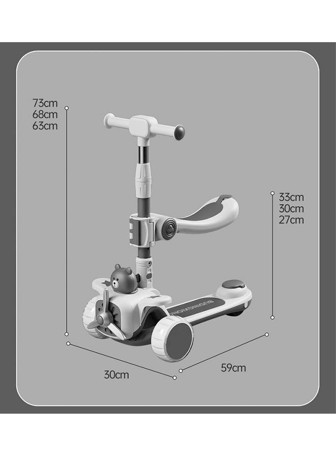 ZCM-HAPPY 3-in-1 Foldable Children's 3-Wheel Scooter, LED Wheel Scooter, Slideable, Rideable - Image 2