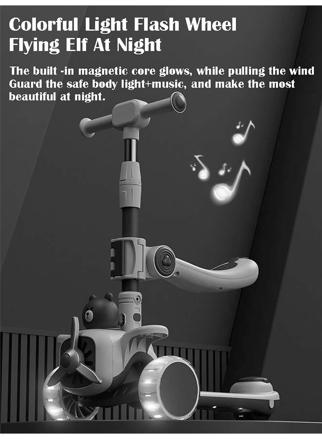 ZCM-HAPPY 3-in-1 Foldable Children's 3-Wheel Scooter, LED Wheel Scooter, Slideable, Rideable - Image 3