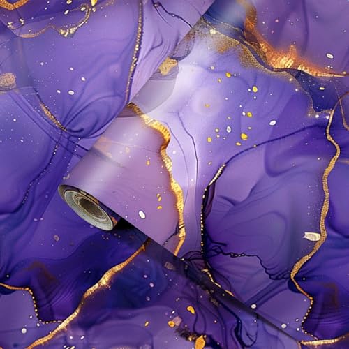 HOMETITUTE Gold Purple Marble Wallpaper Contact Paper 157x394 Peel and Stick Wall Paper Self Adhesive Vinyl Wallpaper Removable Marble Wall Sticker for Cabinet Countertop Shelf Liner Decor - Image 1