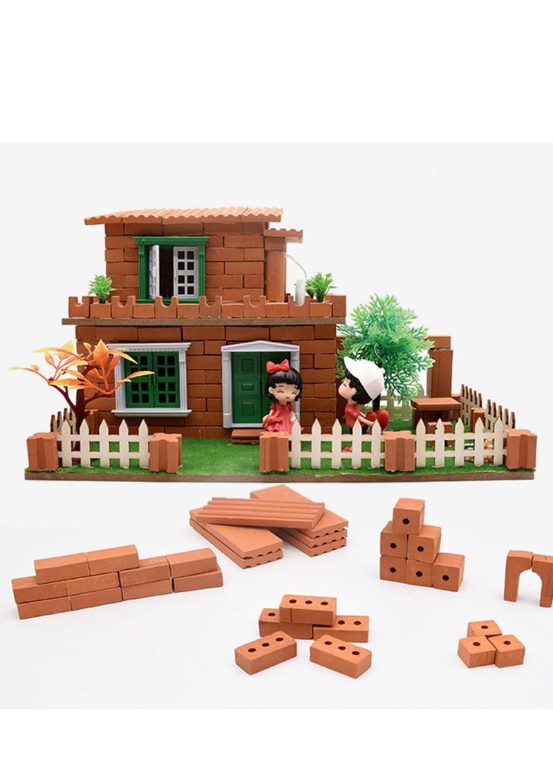 Excefore - 100 Pieces Mini Bricks Tiny Bricks, DIY Materials Realistic Fake Bricks Mini Blocks, Suitable for Miniature House Buding, Dollhouse Mini Garden Accessories (3 Holes Mini Red) - Image 1